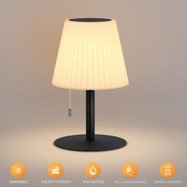 NiceBuy Solar Table Lamp Outdoor - IP44 Water-Resistant Dual USB/Solar Charging RGB Table Lights with Remote Control & Pull Chain, Cordless Rechargeable LED Lamp for Patio, Garden, Terrance