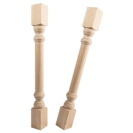 La Vane 35 1/2-inch H 3 1/2-inch W 3 1/2-inch D Cabinet Columns, Set of 2 Traditional Unfinished Rubber Wood Replacement Countertop Legs for Large Dining Table & Kitchen Table