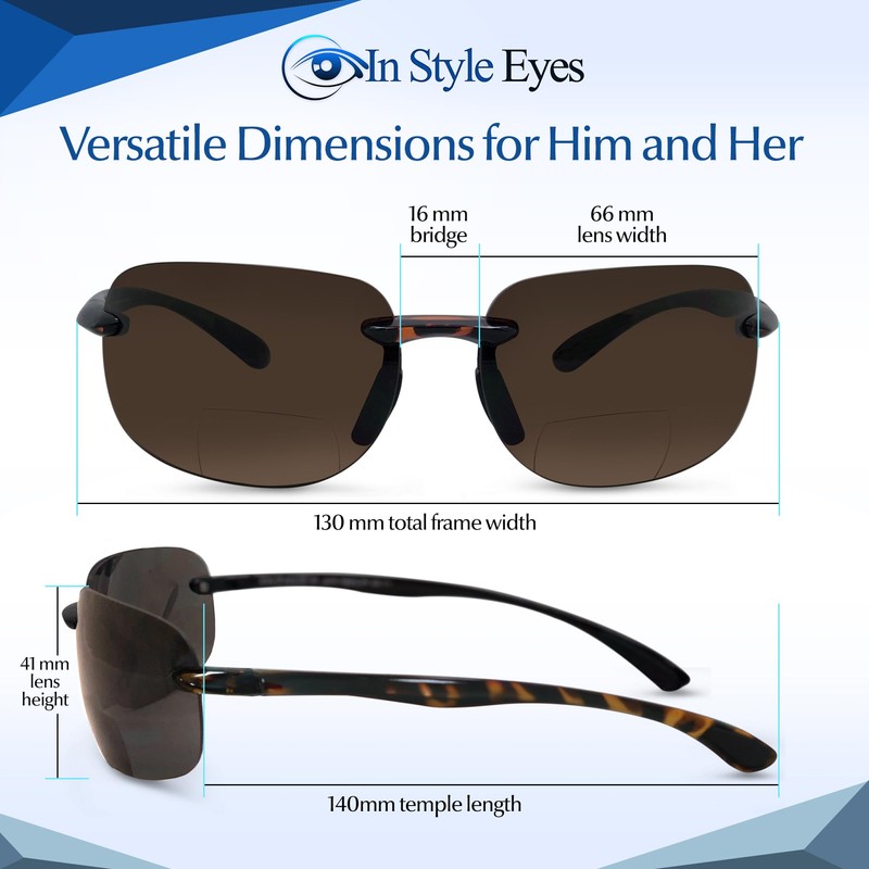 In Style Eyes Lovin Mawi Wrap Around Bifocal Sunglasses, Rimless