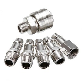 Air Coupler POWERTOOL Euro 1/4" Pipe Connector Quick Release Male Female Airline Connectors for Compressor Tools (Pack of 6)