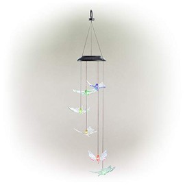 Alpine Corporation QLP842SLR-CC Solar Butterfly Windchime w/LED Light, 26 Inch Tall, Multi-Color