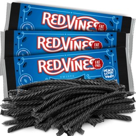 RedVines Black Licorice Twists Chewy Candy, 3 Pack, Original Fat Free Licorice, Soft Black Licorice Flavor Candy Movie Tray, Bulk Black Licorice Party Candy, 5 oz. Each