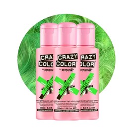 Crazy Color Vibrant Toxic UV Semi-Permanent Trio Hair Dye. Highly Pigmented Neon Green Conditioning & Oil Nourishing Vegan Formula | No Bleach or Ammonia | 300ml