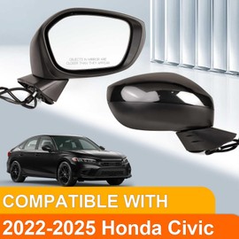 Mocar7 Right Passenger Side Mirror Assembly Compatible with 2022-2025 Honda Civic Non-heated Power Adjustable Glass, 3Pin Right