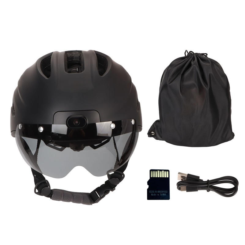 Smart Bicycle Helmet 4K HD Camera Magnetic Goggles Emergency Storage