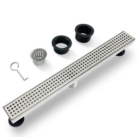 TECFORG 24 Inch Linear Shower Drain Brushed Recatngular Floor Drain,SUS304 Stainless Steel CUPC Certificate (24 inch)