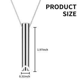 Breathing Necklace,Necklaces Stress Relief Carry for Anxiety-Portable Breath Aids Inhaler Silent Design Holder Lanyard Simply Vaporless Stainless Steel Whistle,for Adults Women Men Meditation(Silver)