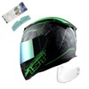 1STorm Motorcycle Full Face Helmet Skull King Matt Green+ One