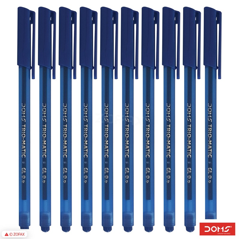 Doms 10 x 0.6mm Tip Trio-matic BLUE Triangular Ballpoint Pens
