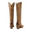ISNOM Knee High Cowgirl Boots Cowboy Boots for Women Brown
