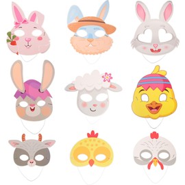 Healifty 9pcs Easter Bunny Masks Paper Animal Masks Paper Masks Party Crafts Supplies Fun Home Activities Masquerade Mask for Costume Cosplay Party