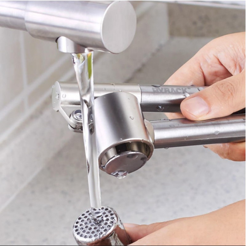 Garlic Press, Stainless Steel Garlic Mincer Removeable Insert Easy Clean