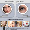 WZRUA Rechargeable Makeup Mirror Wall Mounted with Double Side 1X/10X