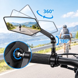 Bike Rear View Mirror for Cycling – Adjustable Rotatable Clear Reflection for Bicycle and Electric Scooter Handlebars