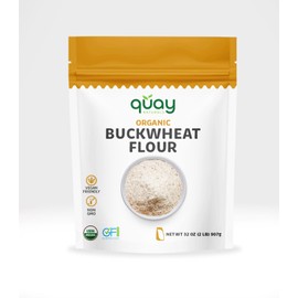 Quay Naturals Organic Buckwheat Flour, 2lbs | Gluten-Free, Non-GMO, Vegan | USA Grown, Stone-Ground | Rich Nutty Flavor | Buckwheat Groats