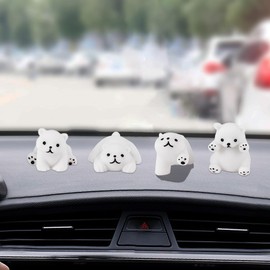 LAINLOY Polar Bear Car Rearview Mirror Accessories, Dashboard Car Ornament, Cute Funny Animal Decoration Presents, Car Rearview Mirror Interior Accessories for Home Garden Office (Polar Bear-4 pcs)