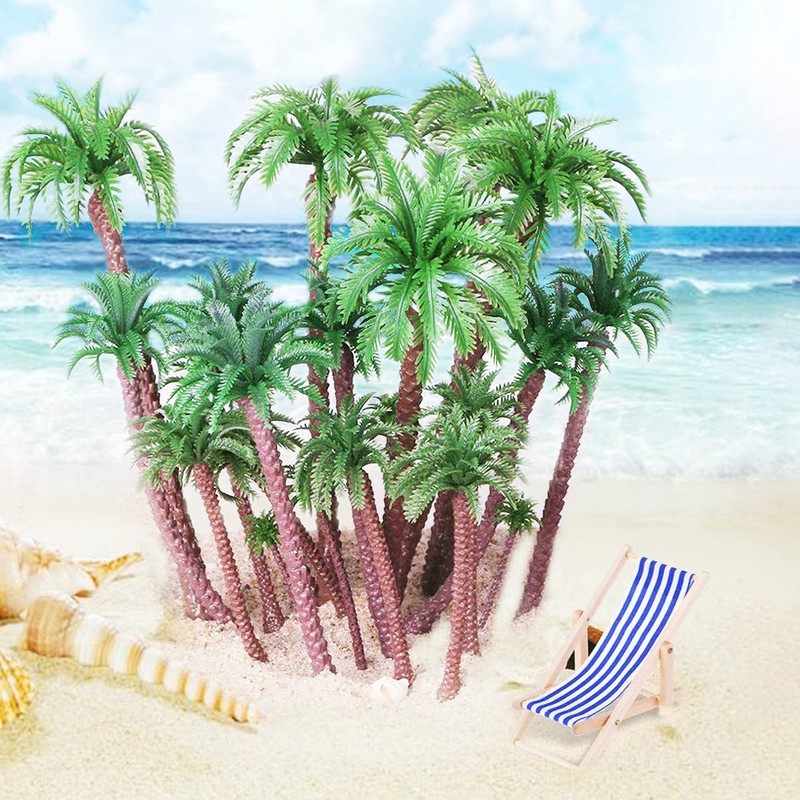 Cayway 34 PCS Model Trees Coconut Palm Model Trees, 1.7~6.7