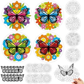 Naozinebi Color Your Own Butterfly Kit Coloring Spring 3D Butterflies DIY Flower Craft Springtime Party Activity Painting Game for School Classroom Family Arts Mother's Day Crafts Share Party Favors
