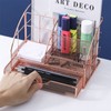 WANGCL Rose Gold Desk Organizer, Mesh Desk Organiser Pen Holder