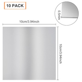 BENECREAT 10PCS 10x10cm Aluminium Panel Plate with Protective Film Unplated Aluminium Practice Sheets for Jewelry Making Hand Stamping Embossing, 0.5mm Thickness