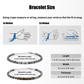 Feifuli 2PCS Mens Bracelets, Beaded Bracelets, Mens Chain Bracelets Set, Stainless Steel Bracelets for Men,Trendy Jewelry Presents for Birthday Valentines Anniversary 7.3-8.7 Inches RD-JN1548