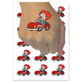 Comical Clown in Cartoon Car Temporary Tattoo Water Resistant Fake Body Art Set Collection - 15 2" Tattoos (1 Sheet)