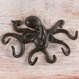 MDLUU Octopus Hook, Nautical Wall Hook, Antique Key Holder Hook, Cast Iron Hook for Coat, Hand Towel, Bathrobe, Jacket
