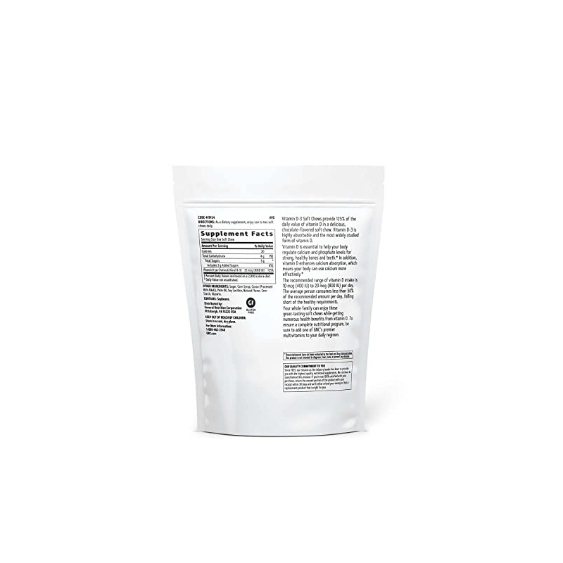 GNC Vitamin D-3 Soft Chews 1000IU - Chocolate - Twin