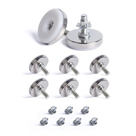 SPDYCESS Pack of 8 M8 x 43 mm Adjustable Feet Furniture Feet, Adjustable Round Levelling Feet, Leveling Feet with 8 Pieces 4-Pointed Slot Nuts, for Cupboard, Desk, Bed, Legs