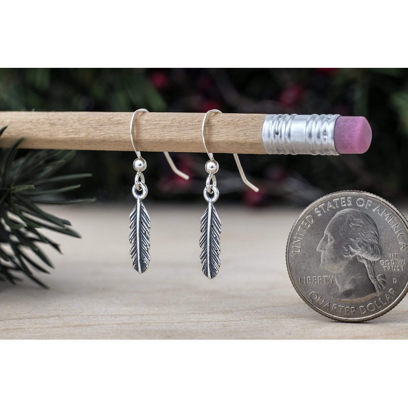 Sterling Silver Teeny Tiny Feather Earrings - SMALL, Lightweight -