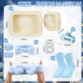 Yuxung 37 Pcs 6 Set Last Toast on The Coast Gift Bachelorette Party Spa Kit Coastal Bridesmaid Proposal Makeup Bags Pearl Stickers Headbands Wristbands Hair Clips Socks for Sleepover Bridal Gifts