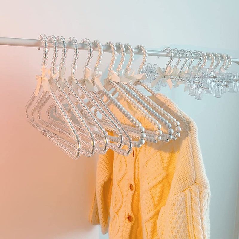 Psivika 10 Pack Plastic Pearl Beaded Bow Clothes Dress Coat