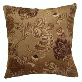 ReynosoHomeDecor 26x26 Shades of Brown Floral Brocade Decorative Throw Pillow (Tronco Collection)