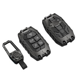 Happyit Zinc Alloy Car Key Case Cover for Discovery 4 Range Rover Sport Evoque Vogue LR2 LR4 Für Jaguar Freelander XFL XE XJ 5 Button (Black+Square Buckle)