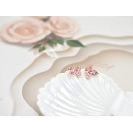 Butterfly Stud Earring for Women - Sterling Silver Cubic Zirconia Half Butterfly Wing Earrings Dainty Hypoallergenic Heart Studs Earrings for Sensitive Ears Jewelry Gifts for Birthday Christmas