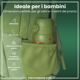 ION8 Borraccia Inox Leggero per Bambini, 400ml, Non Isolato, a Prova di Perdite, Facile da Aprire, Serratura Sicura, Lavabile in Lavastoviglie, Facile Pulizia, Durevole e Antigraffio,Macchine Agricole