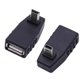 90 Degree Mini USB to USB A OTG Adapter,Down Angle Mini USB 5-Pin Type B Male to USB Type A Female Adapter Converter for Digital Cameras,Black(2 Pack,Down)