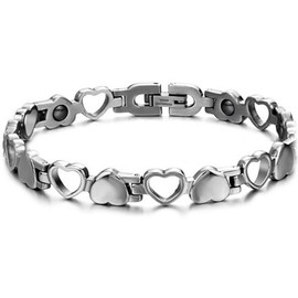 JewelryWe Couple Bracelet Magnetic Partner Bracelet Stainless Steel Magnetic Bracelet Couple Bangles Magnetic Bracelet Love Friendship Bracelet Gift for Men Women, 21.5 cm, Stainless Steel, without