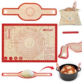 Sourdough Bread Baking Supplies, 2 PCS Non-Stick Silicone Bread Sling for Dutch Oven, Resuable Making Bread Tools and Supplies, Bread Baking Mat Set With Long Handles, Sourdough Starter Kit, Bread Bag