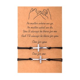 Cross Matching Bracelets for Couples Friends Friendship Bracelets Set of 2 Long Distance Relationship Bracelets Gifts for Him Her Boyfriend Girlfriend Birthday Gifts for Wife Mother Daughter Bracelets