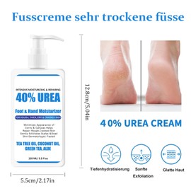 Soleneva Urea Creme 40%, Fusscreme mit Urea & Hornhautentferner Creme für Sehr Trockene Füsse, Schrundensalbe Füße & Handcreme für Sehr Trockene Hände, Intensive Pflege für Alle Hauttypen Geeignet