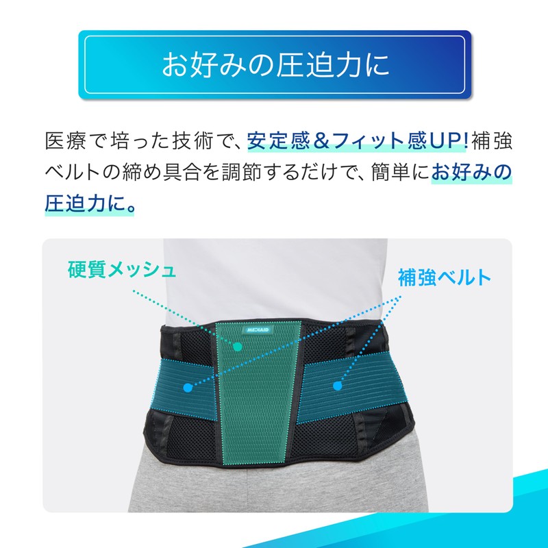 【公式ショップ】 メディエイド 腰サポーター しっかりガード 腰 ライト L ブラック ライトサポート 男女兼用