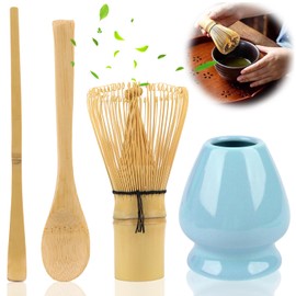 Matcha Ceremony Accessory Set,Matcha Whisk Set,Japanese Handmade Matcha Whisk,Ceramic Whisk Holder,for Tea Ceremony Tea Drinking Matcha Ceremony