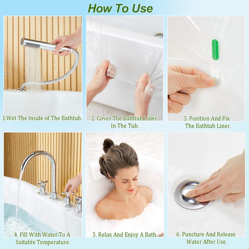 YULONG Lab 30 Pcs Disposable Bathtub Liner Large (102x47'), Bathtub