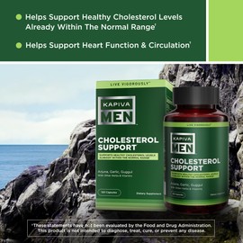 KAPIVA MEN Cholesterol Support Supplement with Arjuna, Garlic, Guggul, and Other Herbs and Vitamins, Supports Normal Cholesterol Levels, 60 Day Supply, 120 Capsules
