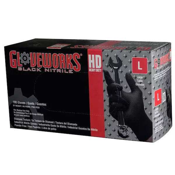 Ammex Gloveworks Heavy Duty Black Nitrile Glov AMXGWBN46100 Ammex AMXGWBN46100