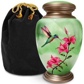 Exquisite Green Hummingbird Urn for Ashes Adult Male & Female – Handcrafted Cremation Urns for Human Ashes – Elegant Memorial Urn for Women and Men, Unique Artistic Tribute for Home or Burial