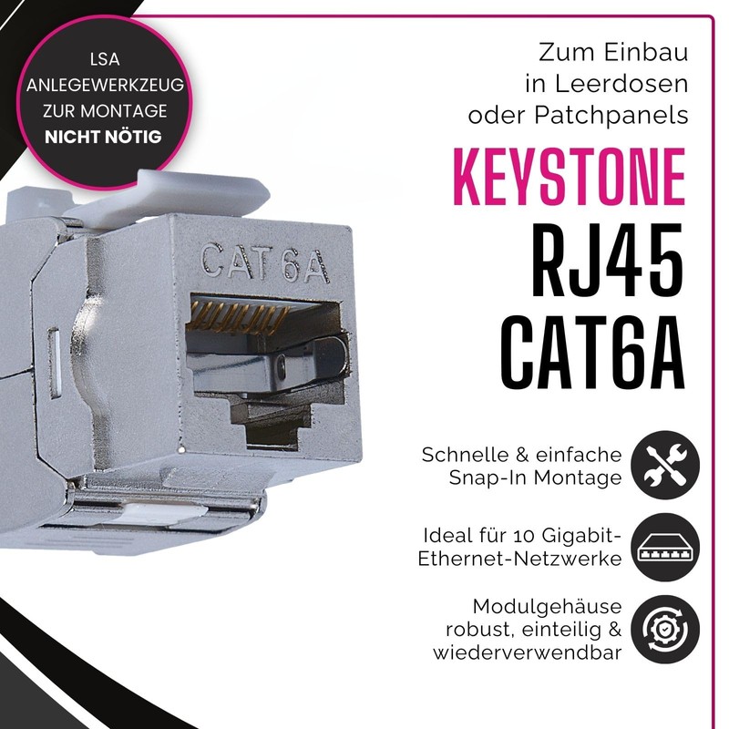 KOSCOM CONNECT 12x Keystone Module CAT6A | STP RJ45 Socket