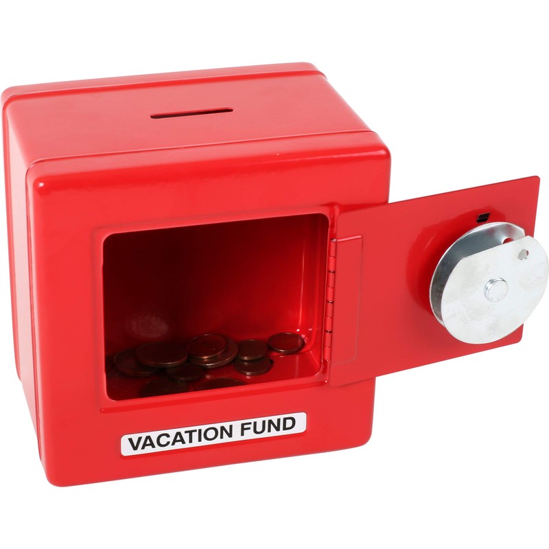 Money Box Combination Metal Lock Safe – Red