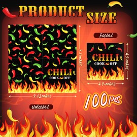 Honoson 100 Pcs Chili Cook off Paper Napkins Party Supplies Disposable Cocktail Beverage Guest Dinner Napkins for Cinco De Mayo Mexican Fiesta Party Favors Decorations